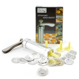 Aparat de facut biscuiti Perfect Home din aluminiu, cu 20 forme si 4 capuri de spritat