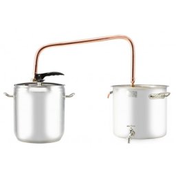 Aparat de distilare din inox 17L cu serpentina din cupru, set cu vas racire 25L