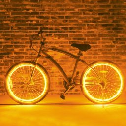 Kit fir luminos EL Wire galben 4 m pentru roti bicicleta, cu 2 invertoare si clipsuri