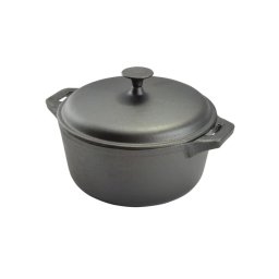 Oala din fonta cu capac 34 cm, 10 L – tratata cu ulei vegetal, Perfect Home