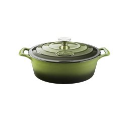 Cratita ovala din fonta emailata cu capac, 29 cm, 4,5 L, verde