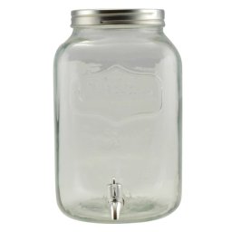 Dozator de bauturi din sticla cu robinet, 4 L, gura larga pentru fructe si gheata