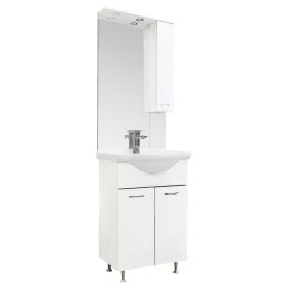 Set mobilier baie Leziter Vanessa 55, alb, cu oglinda, LED si chiuveta