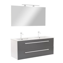Set mobilier baie Leziter Vario Clam 120 cm, alb-antracit, suspendat