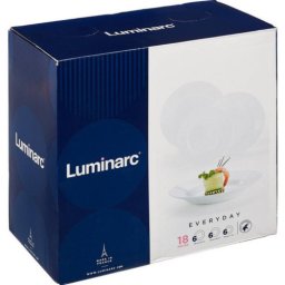 Set de masa Luminarc Everyday, 18 piese, alb, rotund, sticla opal
