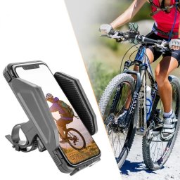 Suport telefon universal pentru bicicleta, reglabil 59-98 mm, prindere pe ghidon, negru