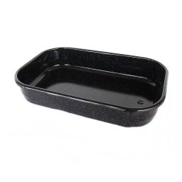 Tava de copt emailata din otel gros, neagra, 36x24,5x7,5 cm (750 g)