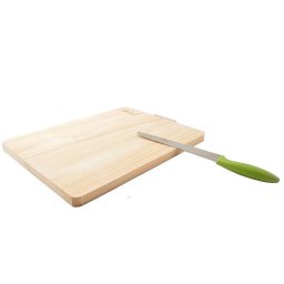 Tocator din lemn de fag 48x33x2 cm cu maner metalic, Perfect Home