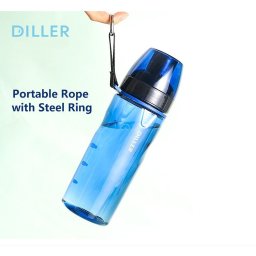 Sticla de apa sport din Tritan 700 ml, fara BPA, cu capac si snur, albastra Diller