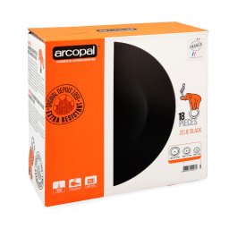 Set de masa Arcopal Zelie Black, 18 piese din sticla opal, negru elegant