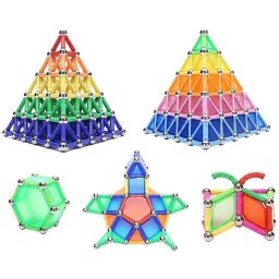 Set de constructie magnetic 3D cu 350 piese multicolor, educativ, 6+ (Procart)