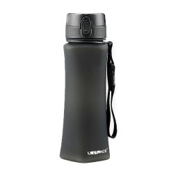 Sticla de apa slim UZSPACE din Tritan, fara BPA, cu capac, 700 ml, neagra