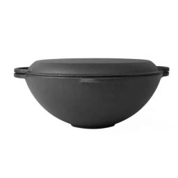 Wok din fonta 3 în 1 cu capac, 37 cm – pentru aragaz, cuptor si foc deschis