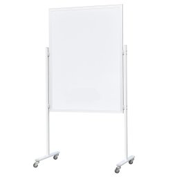 Tabla magnetica alba fata-verso 90x120 cm, stand mobil cu roti blocabile