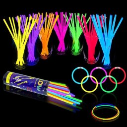 Set 100 glow sticks galbene tip bratara, cu conectori, 20 cm, pentru petreceri