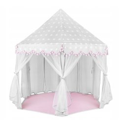 Cort castel pentru printese cu perdele din tul, pliabil, 135x140 cm, cu husa