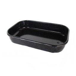 Tava de copt emailata 40x27 cm din otel gros, neagra, pentru cuptor