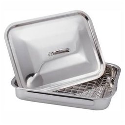 Tava din inox cu capac si raft, 37×28,5 cm, Perfect Home