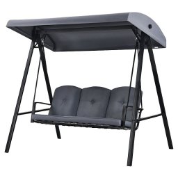 Balansoar de gradina cu 3 locuri, copertina impermeabila, 205x118x184 cm, gri