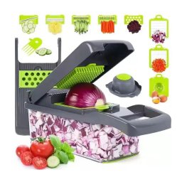 Feliator multifunctional 12 în 1 pentru legume si fructe, cu 7 lame inox