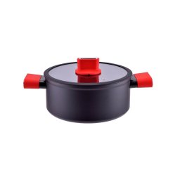 Cratita antiaderenta din aluminiu 24 cm, 5 L, pentru inductie, cu capac de sticla