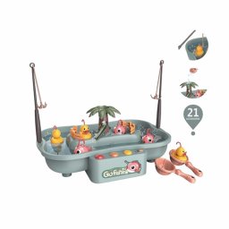 Set de pescuit rotativ Buba Go Fishing cu muzica, 21 accesorii, gri