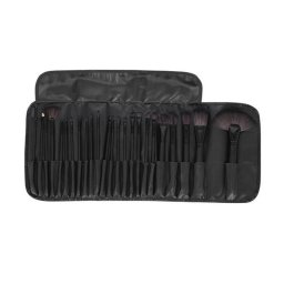 Set 24 pensule de machiaj cu husa din piele ecologica, negru