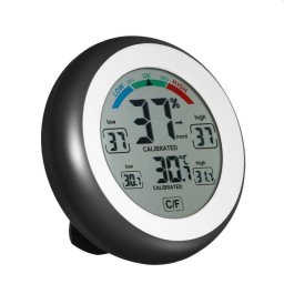 Termometru higrometru digital cu display LCD touch, 9 cm, negru, cu magneti