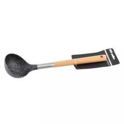 Polonic cu maner de lemn 33 cm, cap din plastic, usor si comod