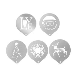 Sablon inox pentru decorarea cappuccino-ului si prajiturilor, modele Craciun, 1 buc.