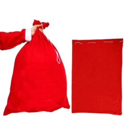 Sac Mos Craciun rosu pentru cadouri, cu închidere cu snur, 40x60 cm