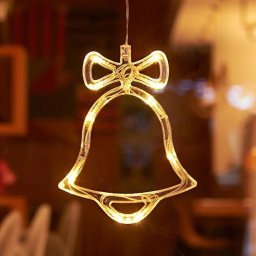 Decoratiune luminoasa de Craciun tip clopotel LED cu ventuza si comutator, 19 cm