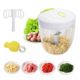 Tocator manual pentru legume, fructe si carne cu recipient, 5 lame inox