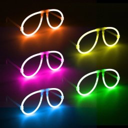 Ochelari luminescenti de petrecere tip aviator, neon albastru, set cu bete luminoase