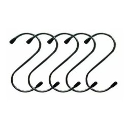 Set 5 carlige în forma de S din inox, cu protectie din plastic, 7 cm