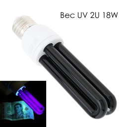 Bec UV Blacklight 2U 18W cu soclu E27, 365 nm, economic GlowMania