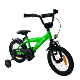 Bicicleta copii 14 inch verde, cu roti ajutatoare detasabile si frane V-Brake