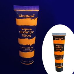 Vopsea UV neon portocalie GlowMania 25 ml pentru body painting si proiecte artistice