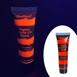 Vopsea UV neon rosie GlowMania pentru machiaj fata si corp, 25 ml