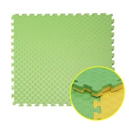 Covoras puzzle XXL din spuma EVA 100x100 cm, 2 cm, antiderapant, bicolor galben/verde