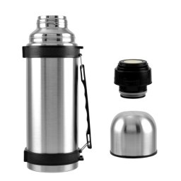Termos turistic din inox 1000 ml cu capac etans si curea de transport