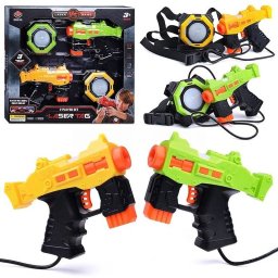 Set 2 pistoale Laser Tag pentru copii, cu veste, lumini si sunete, 3+