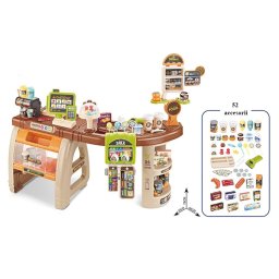 Supermarket pentru copii cu casa de marcat, lumini si sunete, set 52 piese