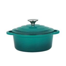 Oala din fonta emailata turcoaz cu capac, 20 cm, 2 L Perfect Home