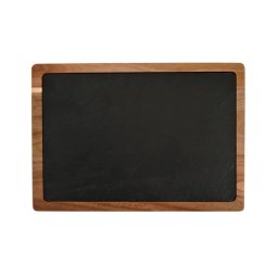 Set de servire din ardezie naturala cu suport din lemn de acacia, 33 x 23 cm