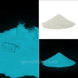 Pigment fosforescent turcoaz aqua, pudra luminescenta 50 g pentru vopsea si rasini