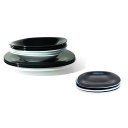 Set masa CARINE 18 piese din ceramica alb-negru, farfurii pentru 6 persoane