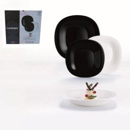 Set de masa CARINE 18 piese din ceramica, alb-negru, pentru 6 persoane