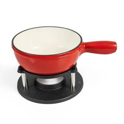 Set fondue 1,8 L din fonta emailata, cu suport, arzator si 6 furculite