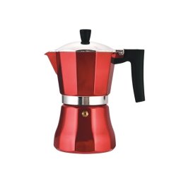Espressor moka pentru plita cu inductie Metal Red, 6 cesti (0,3–0,35 L)